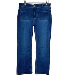 Pilcro Anthropologie Patch Pocket Flare Jeans Womens 30 Blue Mid Rise Stretch